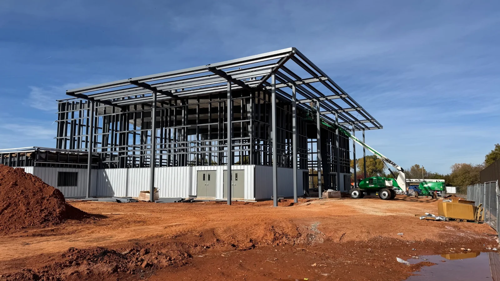 Structural steel erection at ICGM’s Dove Science Academy gymnasium project